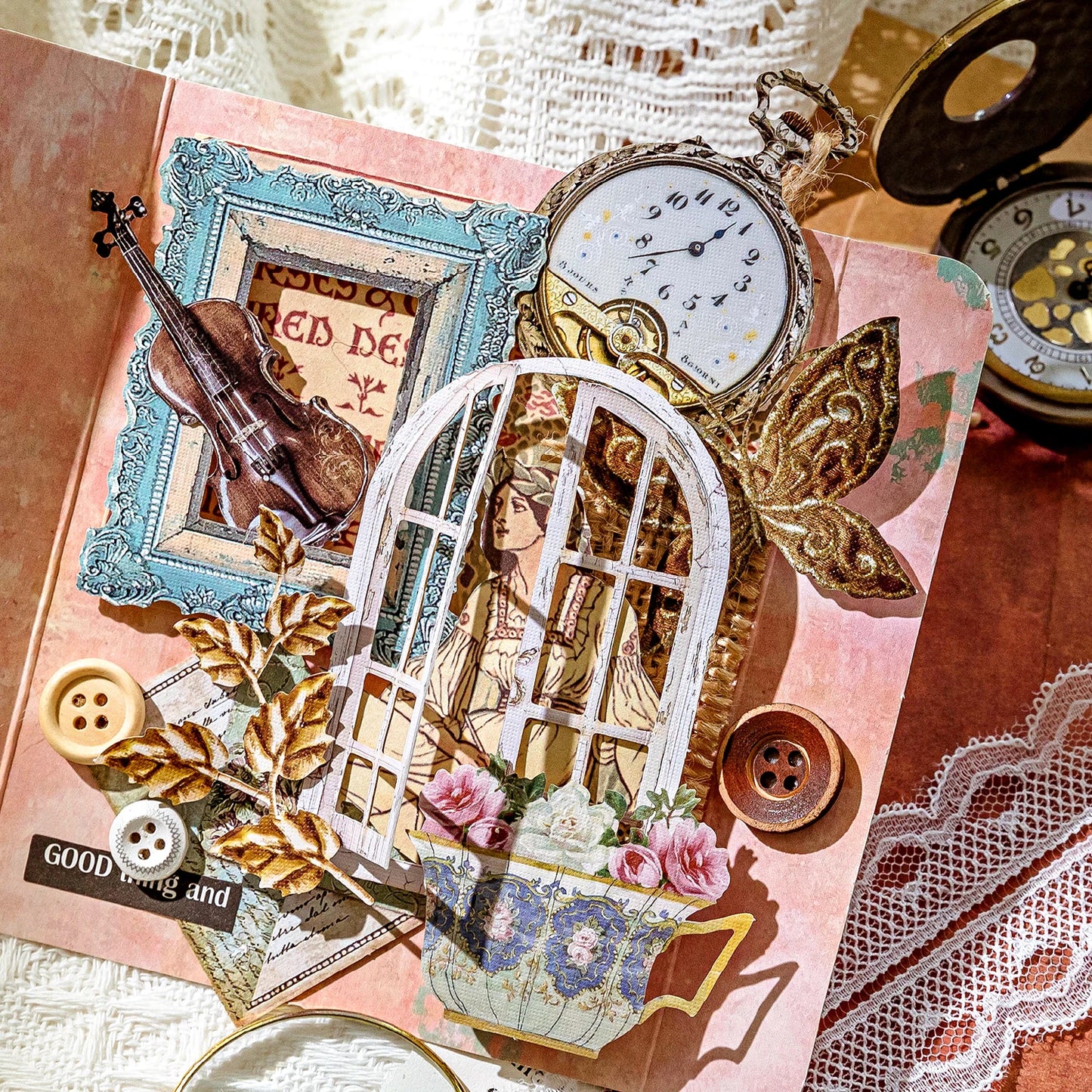 30-Piece Floating Kawaii Baroque Stickers for Scrapbooking & DIY Crafts