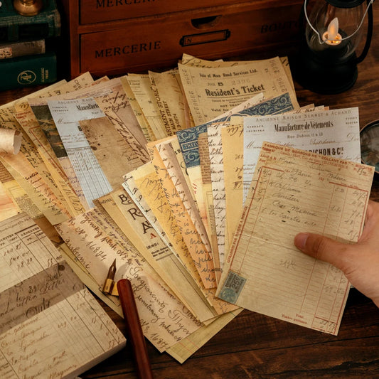 100-Piece Vintage Background Paper Set for Scrapbooking and Journaling