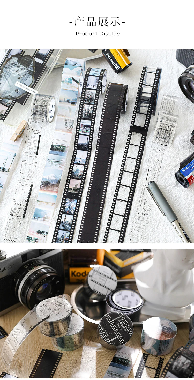 Retro Film-Themed PET Tape for Scrapbooking, Journaling, and Crafts