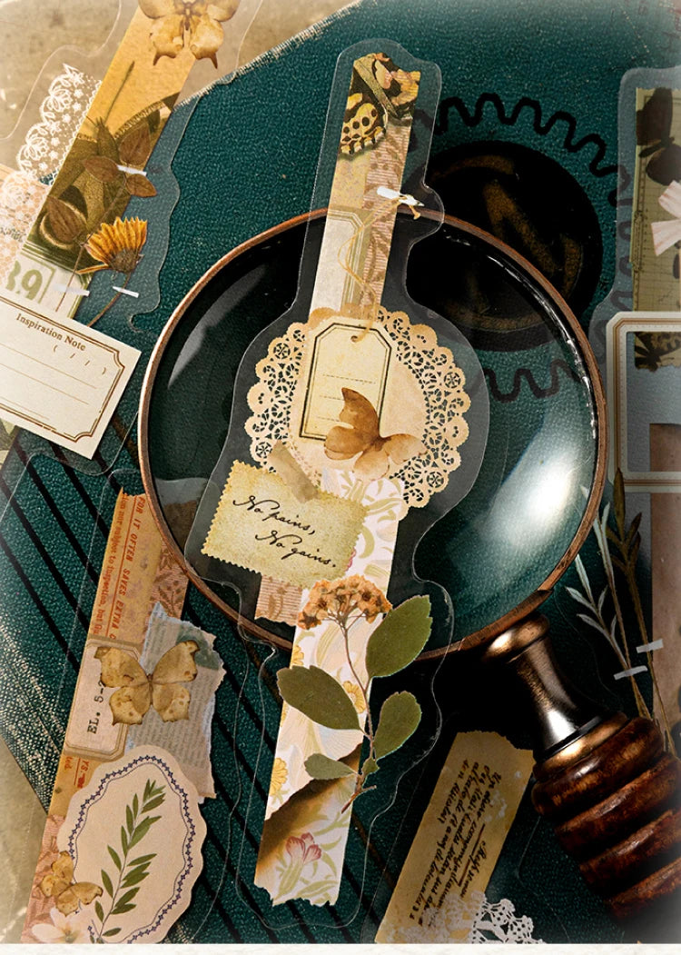 20-Piece Vintage Long Strip Sticker Set for Scrapbooking & Journaling