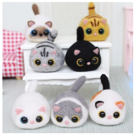 Handmade Wool Felt Cat Kit – DIY Craft for Beginners