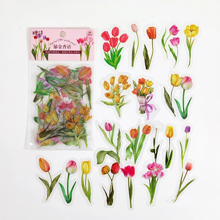 Natural Green Leaf PVC Stickers for Scrapbooking, Journals, and Crafts