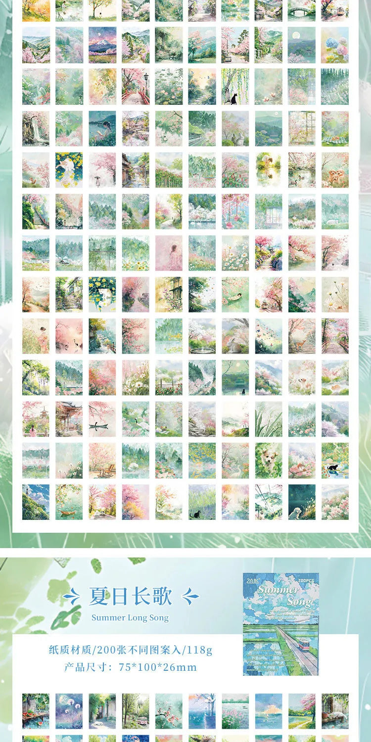 200-Sheet Scrapbook Paper Set with Scenic Landscape Designs for Crafting