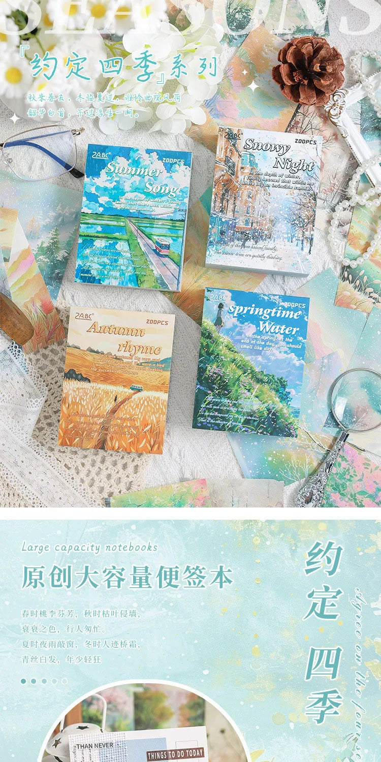 200-Sheet Scrapbook Paper Set with Scenic Landscape Designs for Crafting