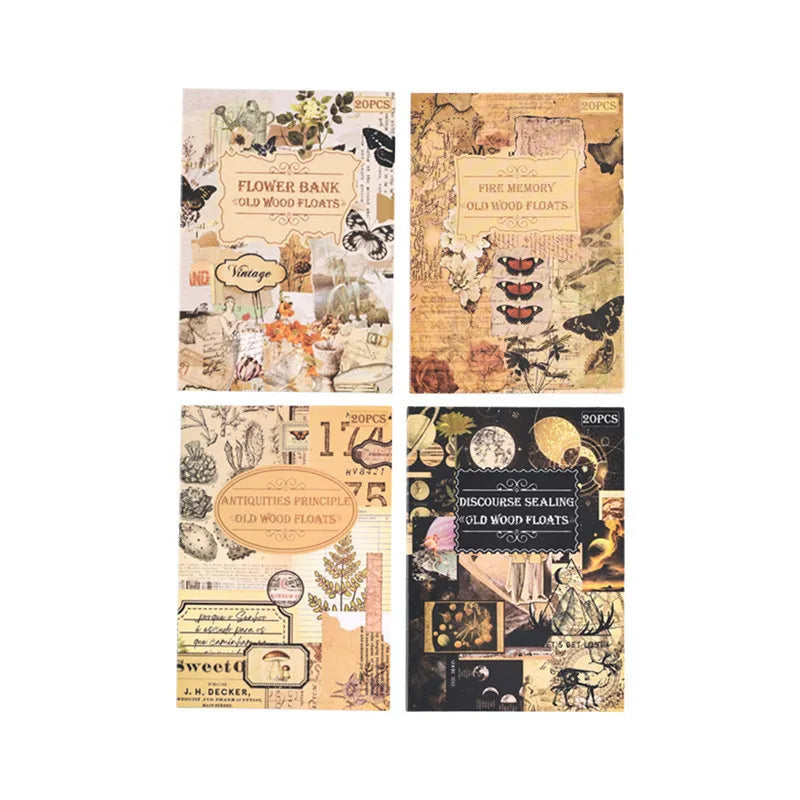 20-Sheet Vintage Scrapbooking Sticker Book for DIY Journals and Crafts