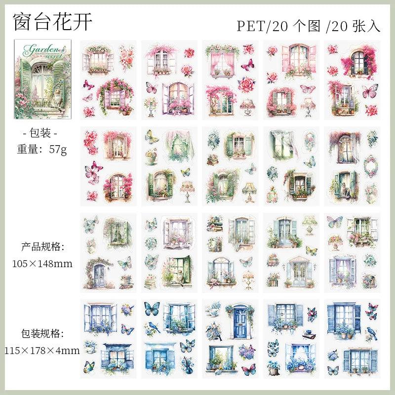 20-Sheet Vintage Log Cabin PET Sticker Book for Scrapbooking