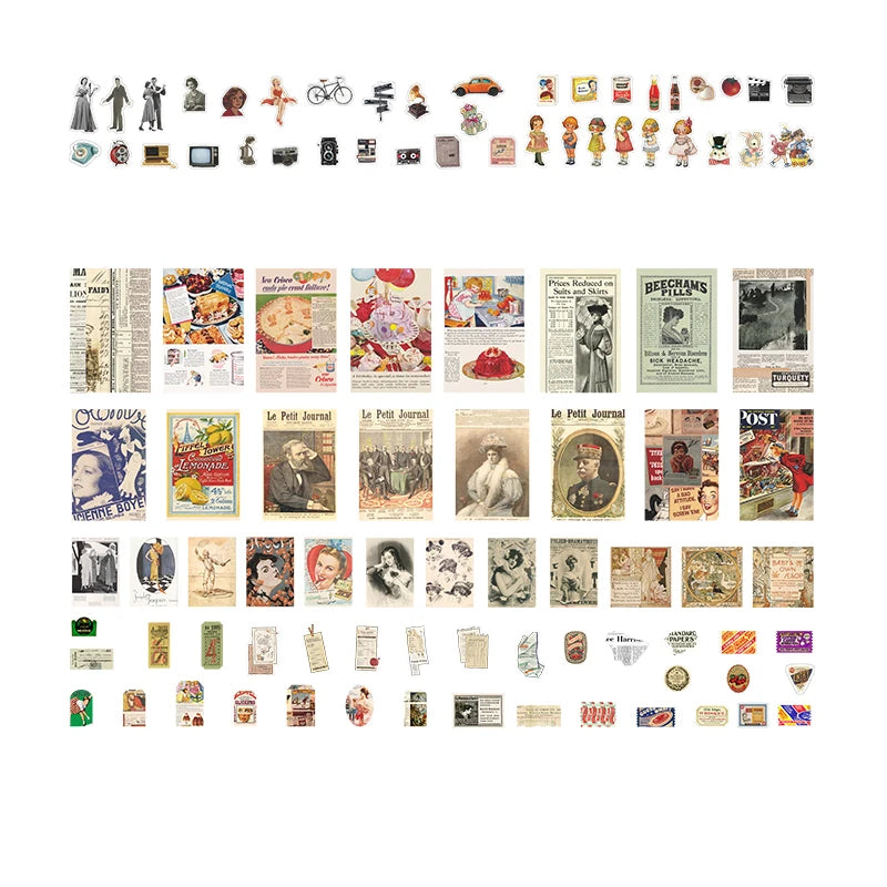 200-Piece Vintage Clip & Paste Memo Pad for Creative Crafts