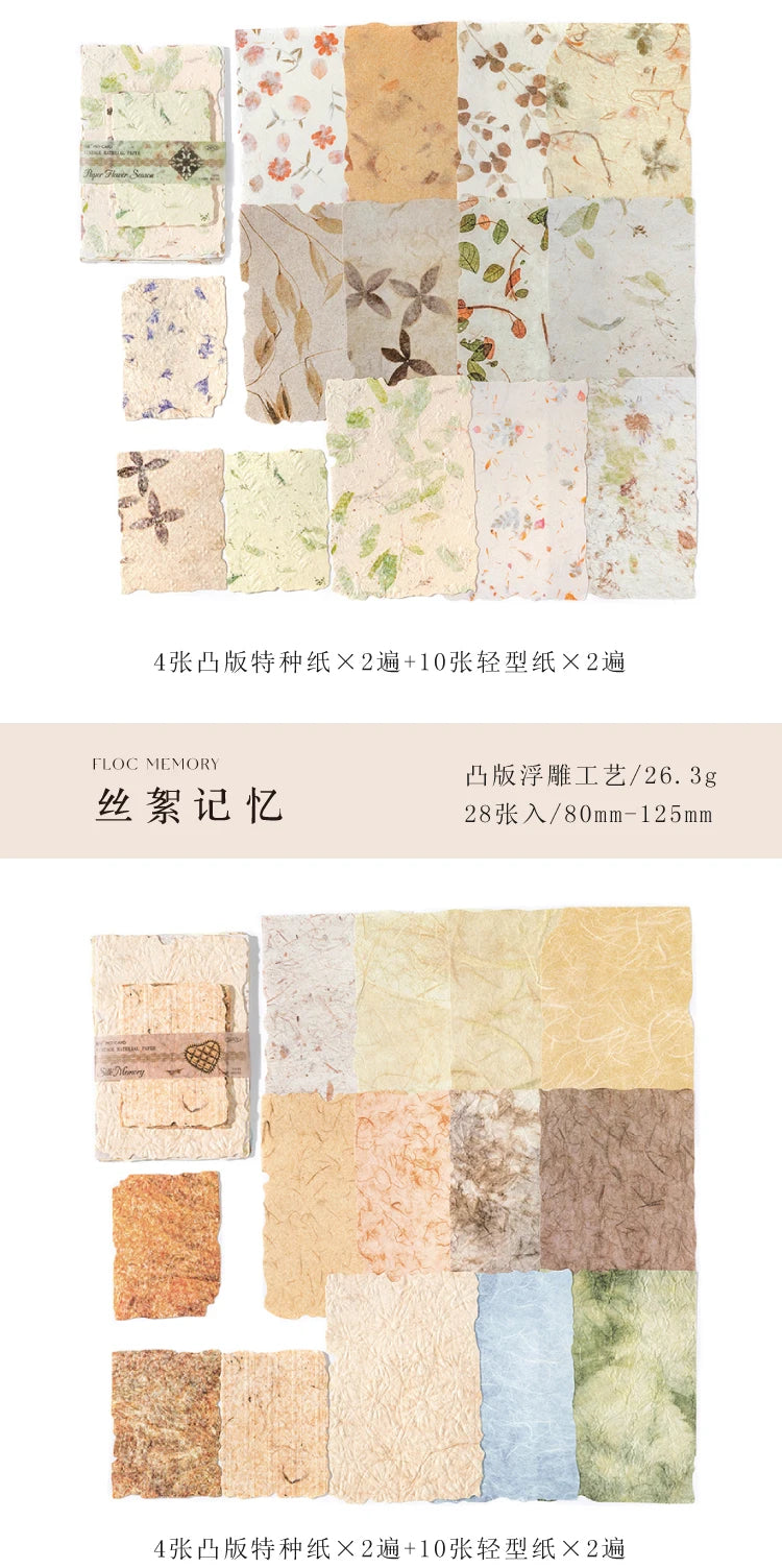 28-Piece Vintage Relief Texture Paper Set for Scrapbooking and Crafts