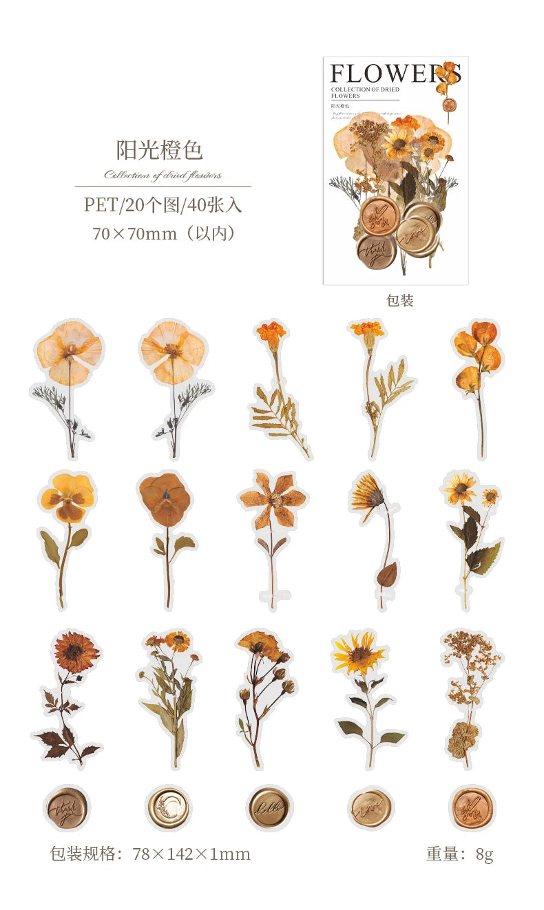 40-Piece Floral Sticker Kit for Scrapbooking and DIY Crafts