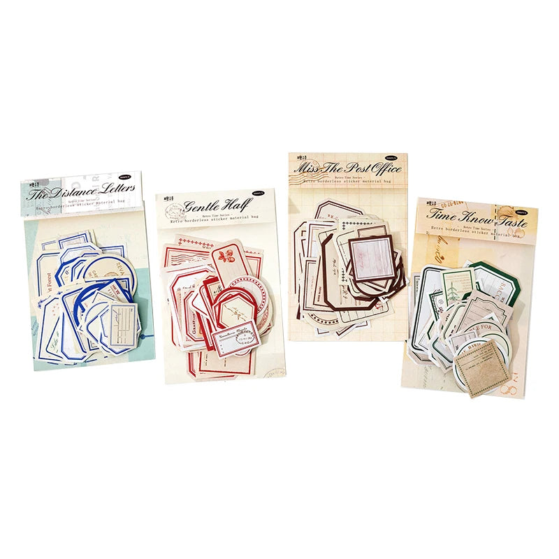 50-Piece Vintage Sticker Set for Scrapbooking, Journaling, and Crafts