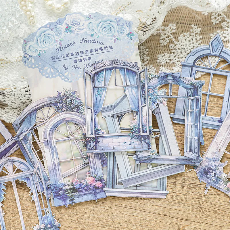 10pcs Window Flower Collage Paper Set for Scrapbooking & Journals