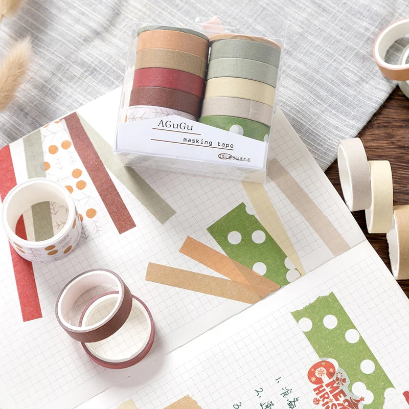 10-Roll Kawaii Washi Tape Set for Scrapbooking and DIY Crafts