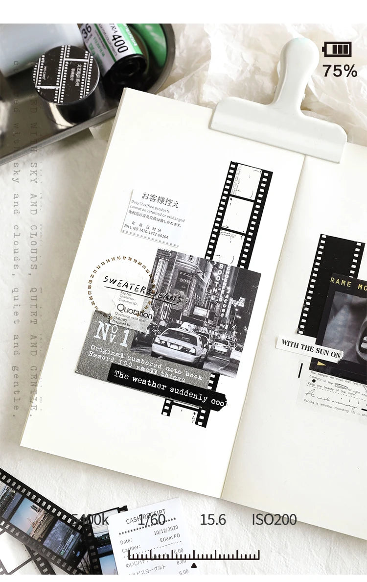 Retro Film-Themed PET Tape for Scrapbooking, Journaling, and Crafts
