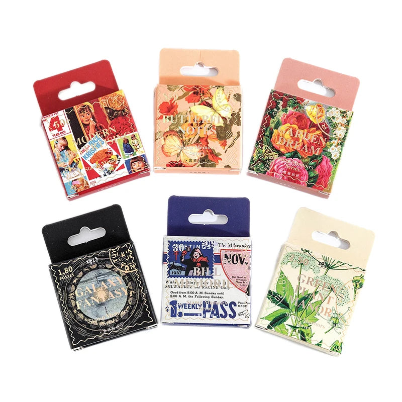 46-Piece Vintage Bronzing Stamp Stickers for Scrapbooking and Journaling