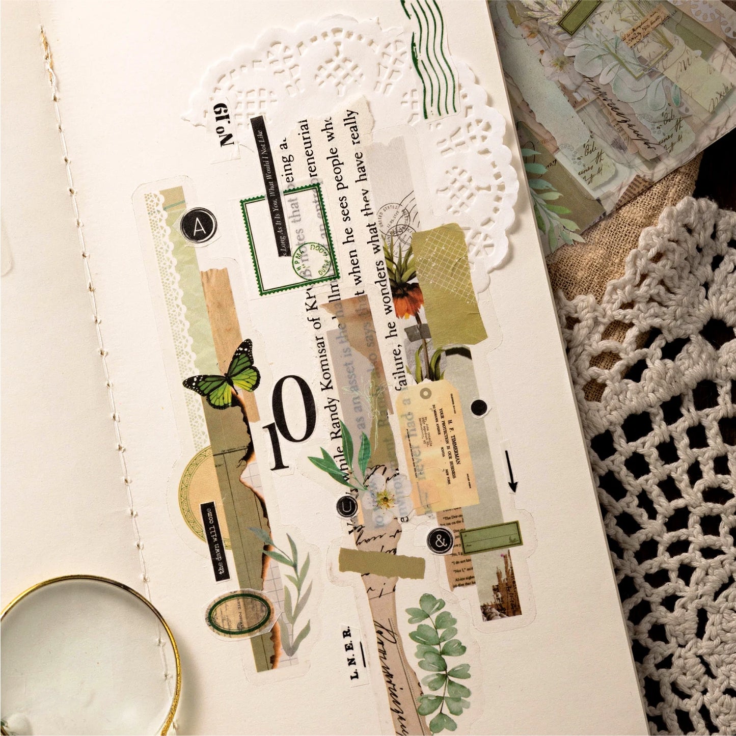 20-Piece Vintage Long Strip Sticker Set for Scrapbooking & Journaling