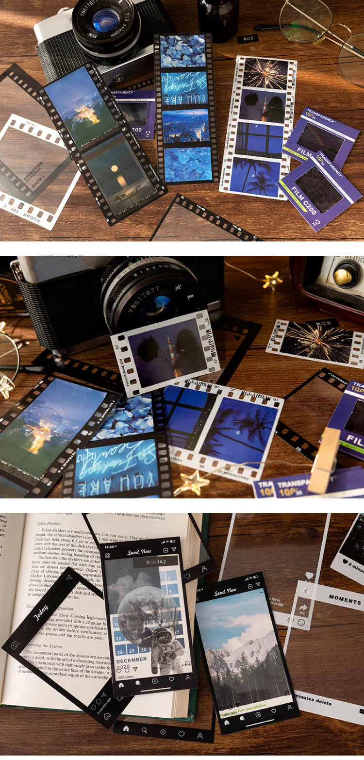 15 Sheets Vintage Photo Film Frame PET Stickers for Crafting
