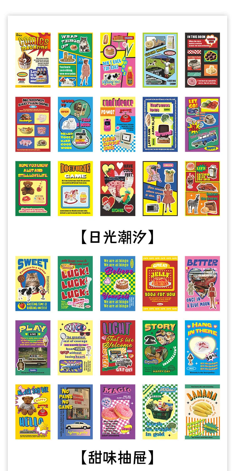 30-Piece Cute Retro Poster Paper Set for Scrapbooking & Journaling