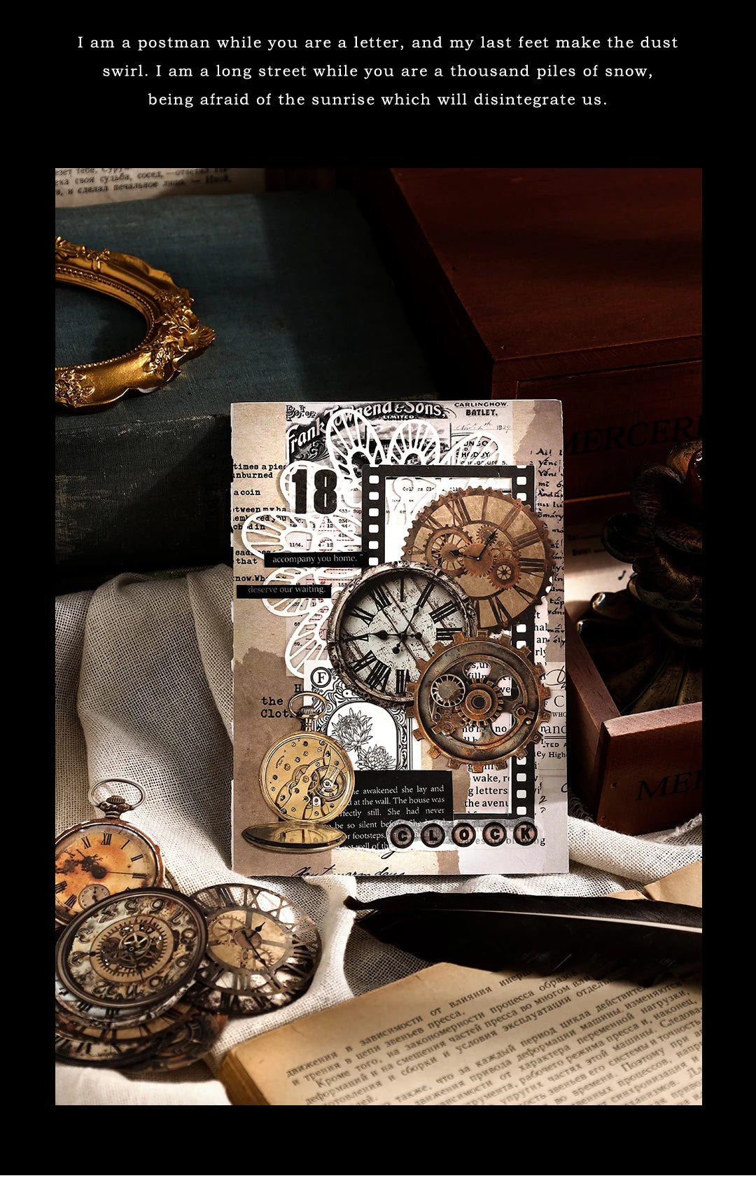 30-Piece Vintage Mechanical Clock Stickers for DIY Projects & Scrapbooking