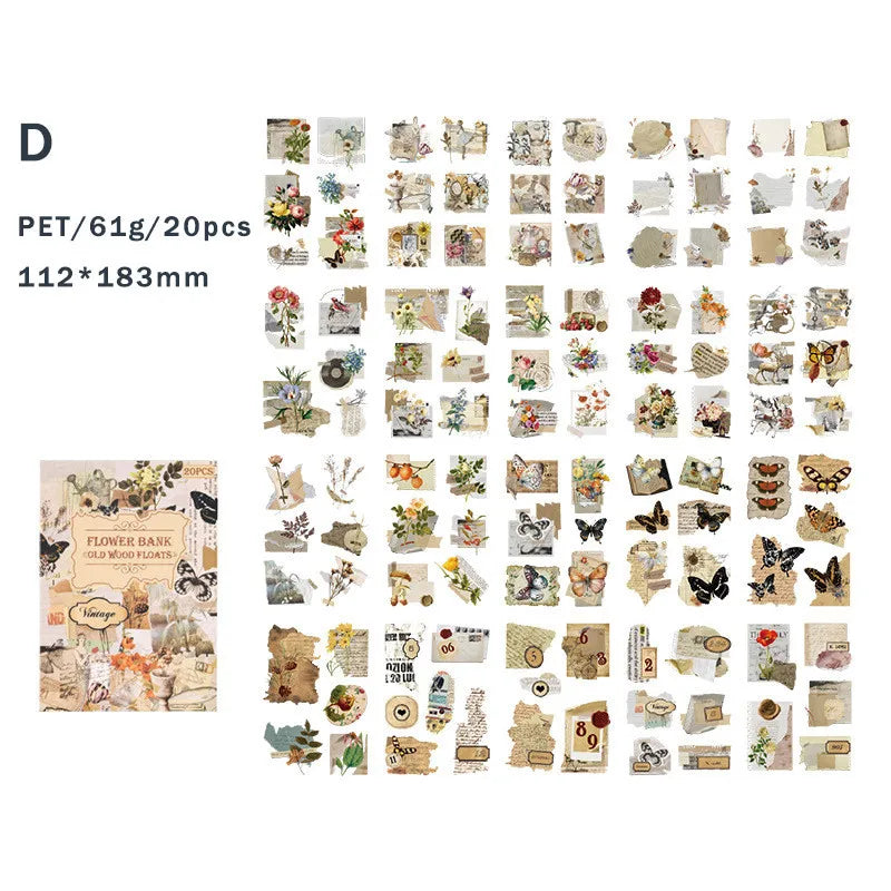 20-Sheet Vintage Scrapbooking Sticker Book for DIY Journals and Crafts