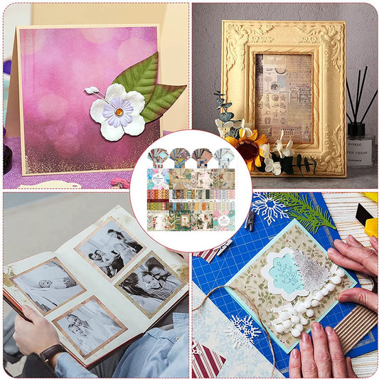 12-Sheet Vintage Flower Paper Pad for Scrapbooking & DIY Crafts