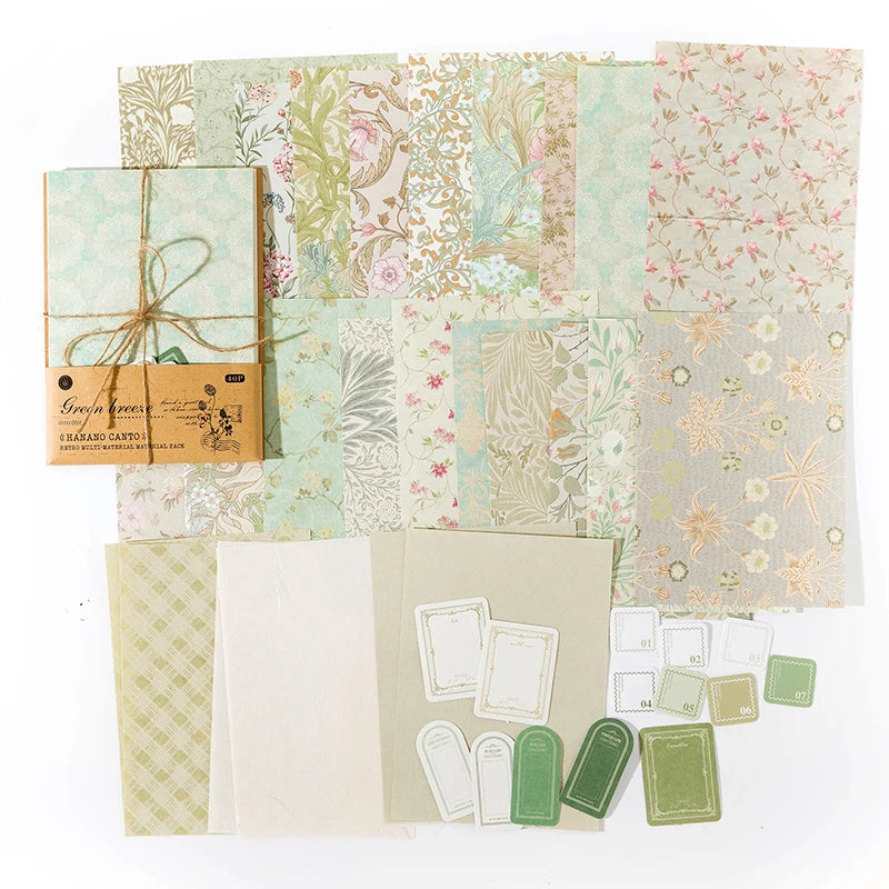 6-Style Vintage Plant Paper Set for Journaling & Scrapbooking Crafts