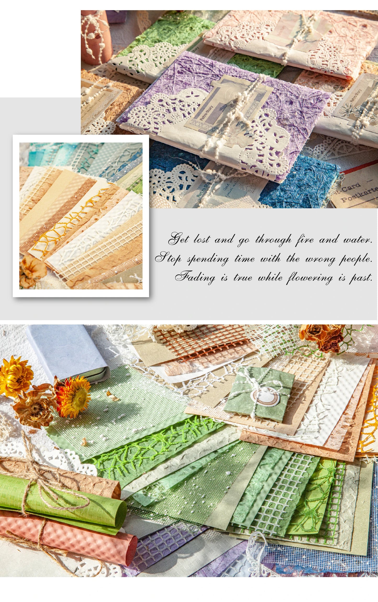 16-Piece Vintage Lace Paper Set for Scrapbooking and Journaling