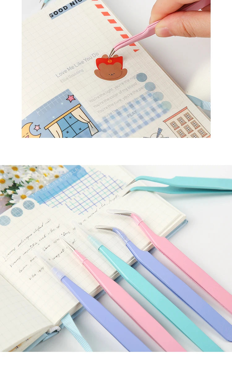 8-Style Candy Color Tweezers – Precision Stainless Steel Tool Set