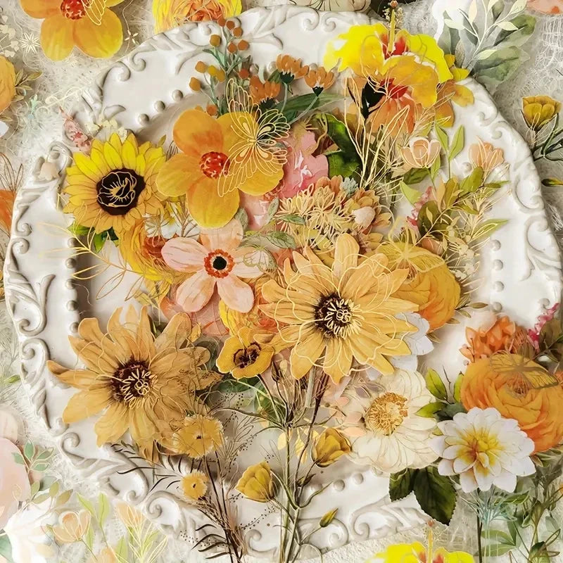 40-Piece Roaming Dreams Vintage Flower & Plant Sticker Set