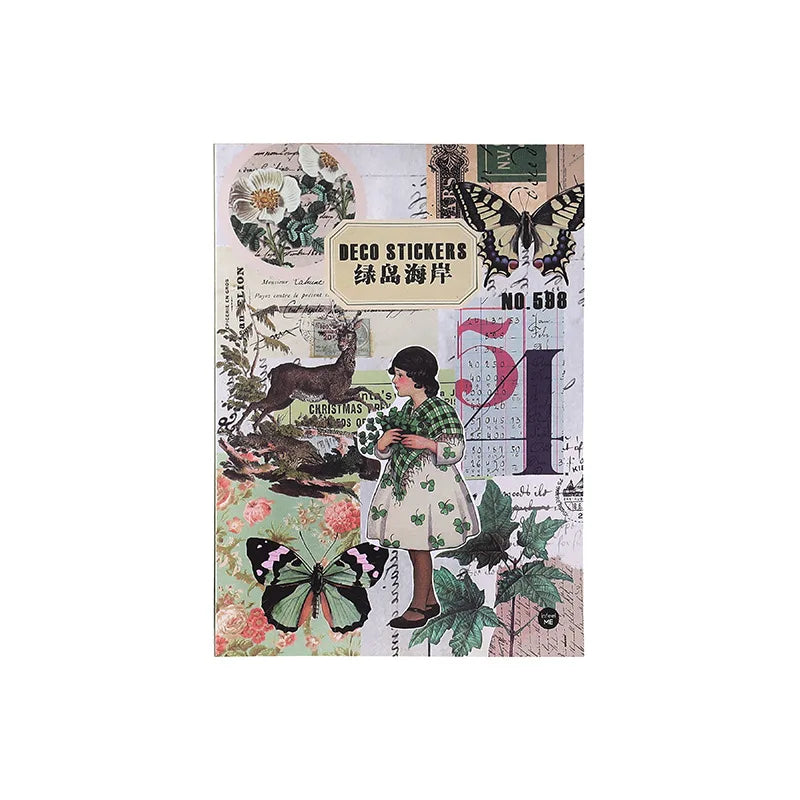 20-Piece Vintage Plant & Mushroom Stickers for Scrapbooking and Crafts
