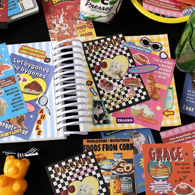 30-Piece Cute Retro Poster Paper Set for Scrapbooking & Journaling