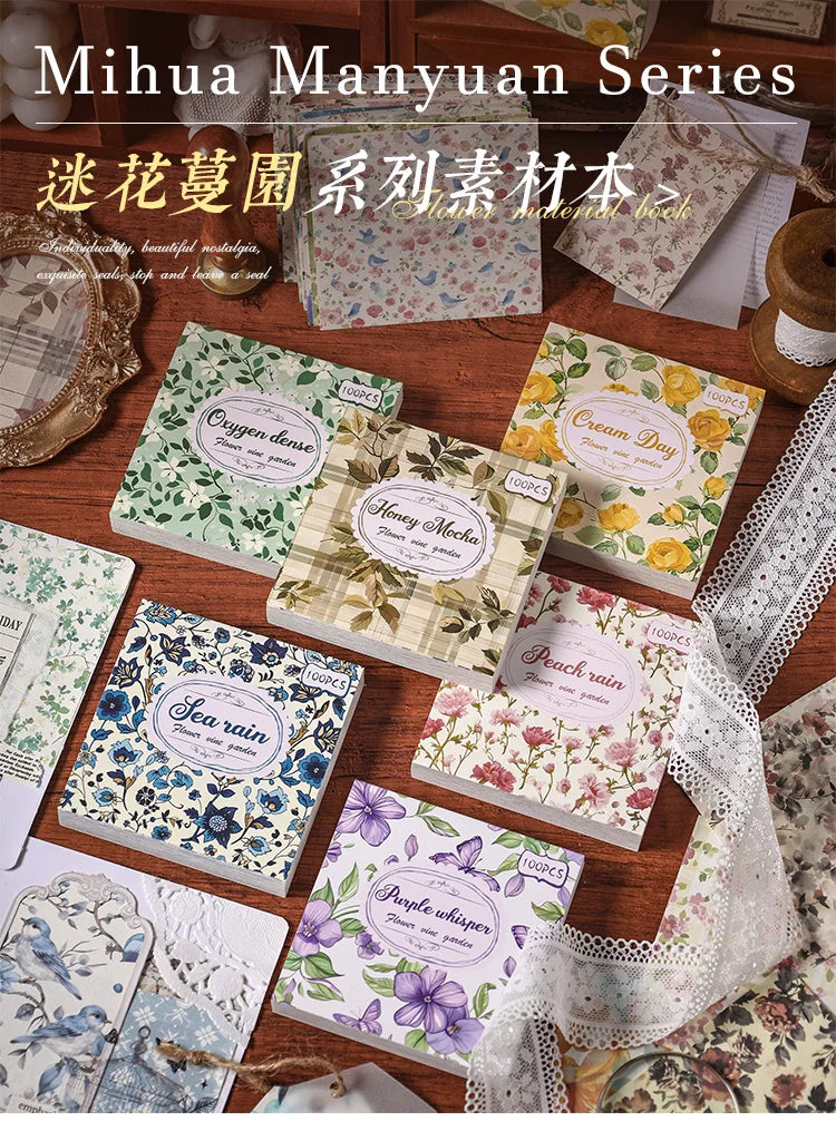100-Piece Vintage Paper Set for Scrapbooking and Crafting Projects