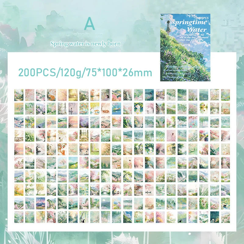 200-Sheet Scrapbook Paper Set with Scenic Landscape Designs for Crafting