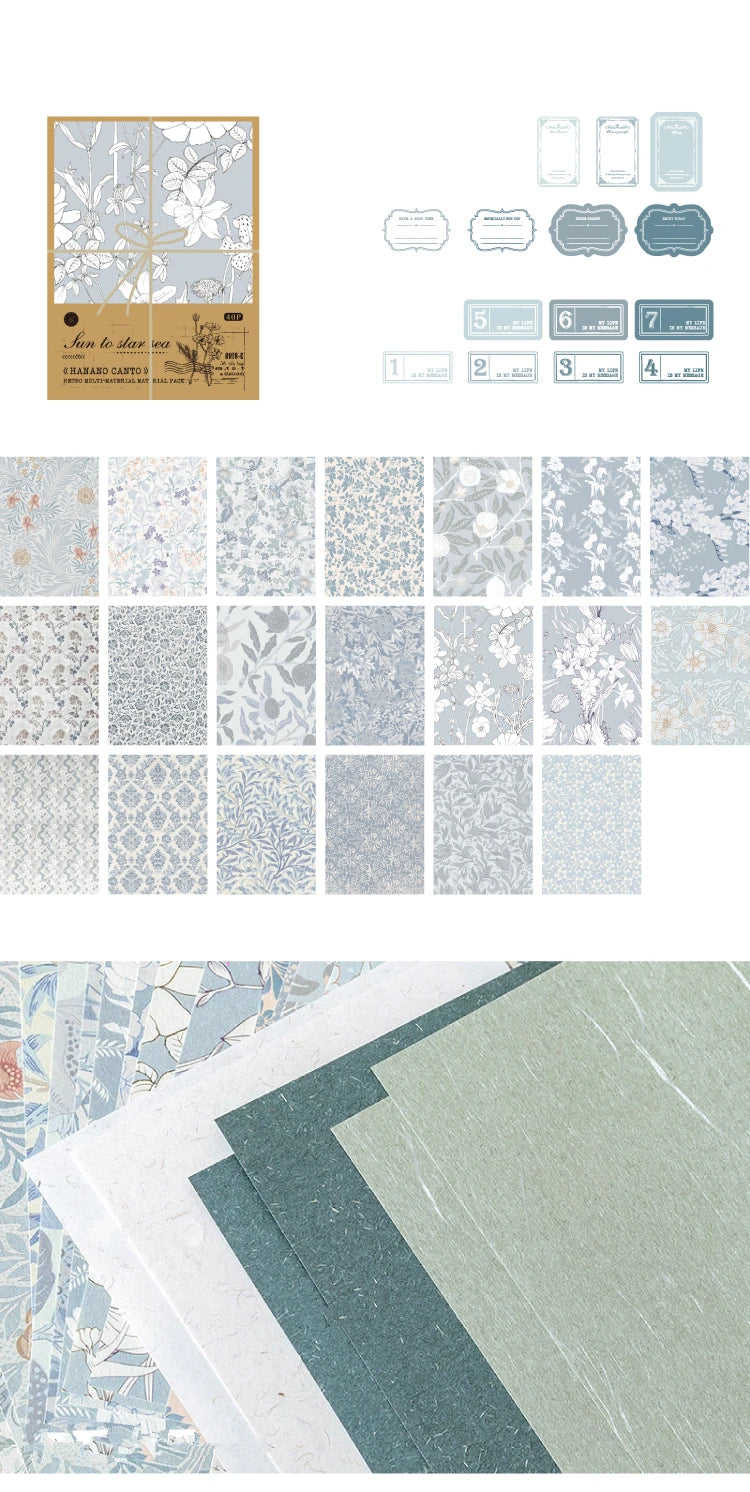 6-Style Vintage Plant Paper Set for Journaling & Scrapbooking Crafts