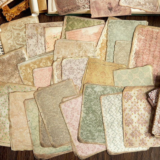 50-Piece Vintage Decorative Paper Set for Scrapbooking and Crafts