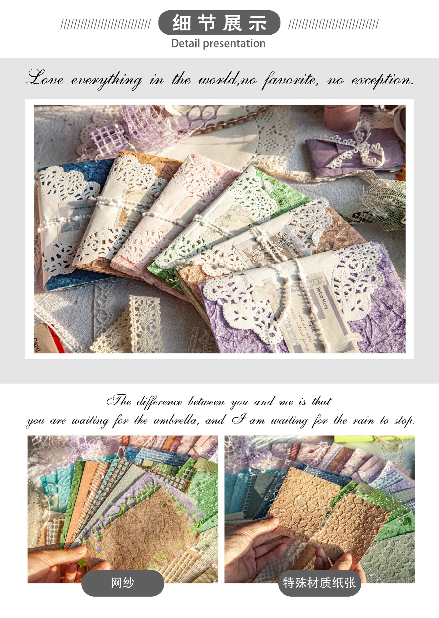 16-Piece Vintage Lace Paper Set for Scrapbooking and Journaling