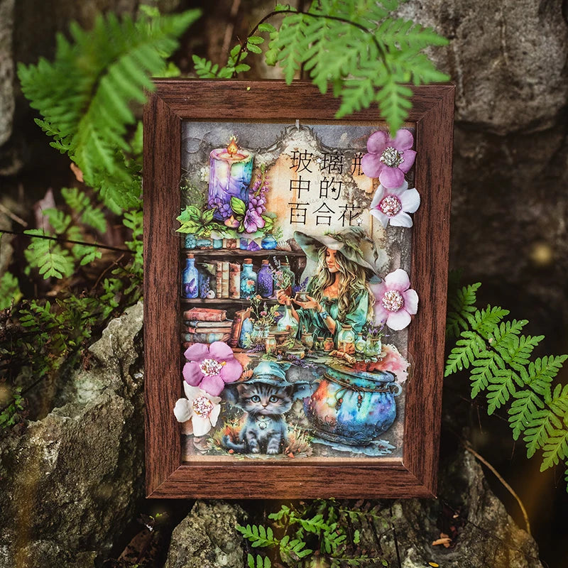 30-Piece Forest Witch Series PET Stickers for Scrapbooking & Journals