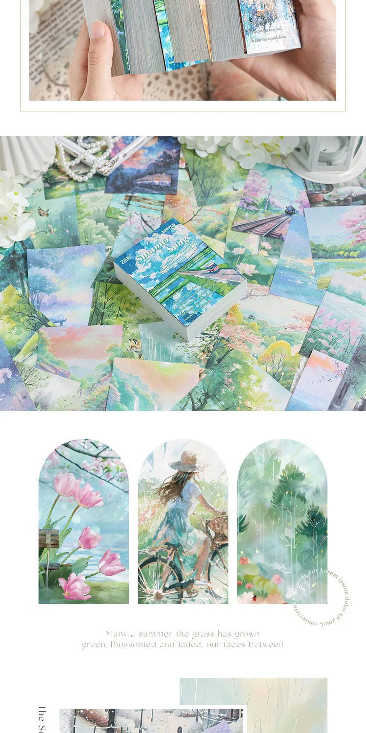200-Sheet Scrapbook Paper Set with Scenic Landscape Designs for Crafting