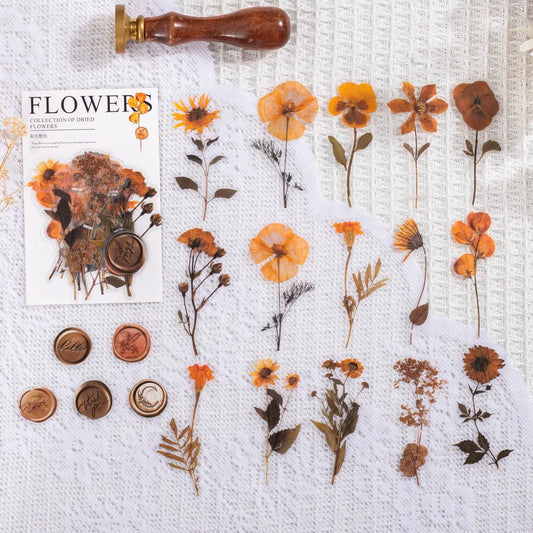 40-Piece Vintage Dried Flower & Leaf Sticker Set for Crafts