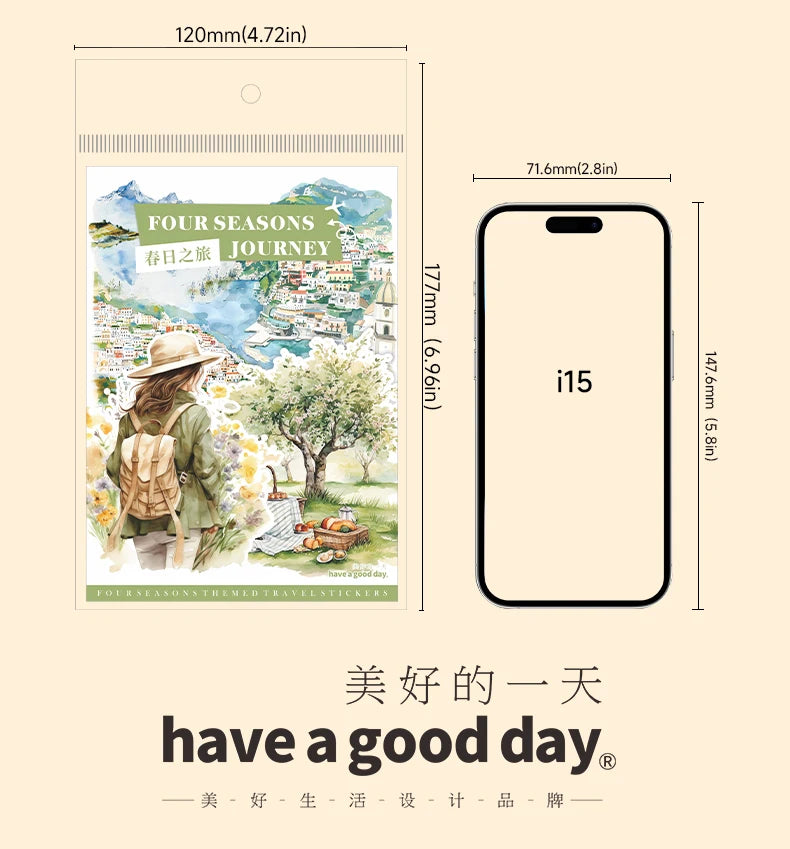 20-Sheet PET Die-Cut Sticker Book with Four-Season Scenery Designs