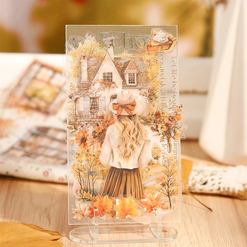 20-Sheet PET Die-Cut Sticker Book with Four-Season Scenery Designs