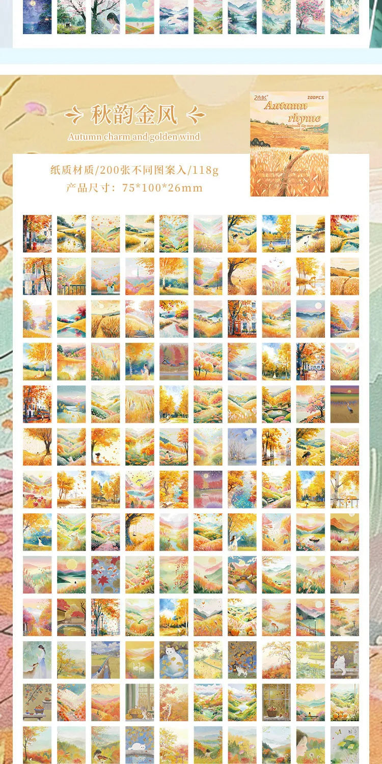 200-Sheet Scrapbook Paper Set with Scenic Landscape Designs for Crafting