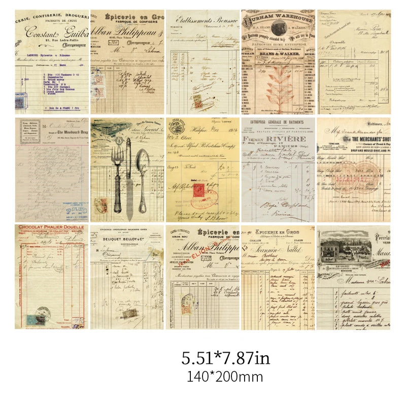 30-Piece Vintage Large Paper Set for Scrapbooking & DIY Projects