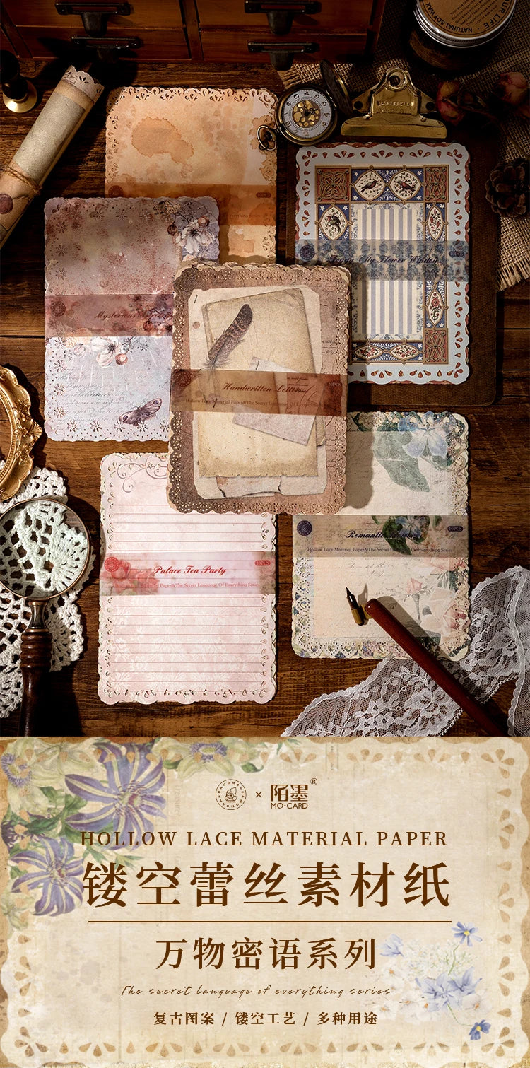 10-Piece Vintage Floral Lace Paper Set for Scrapbooking and Crafting