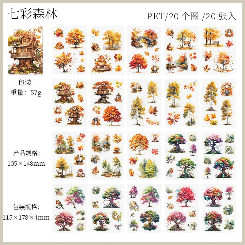 20-Sheet Vintage Log Cabin PET Sticker Book for Scrapbooking