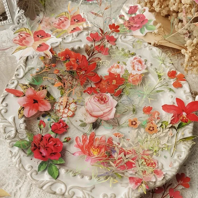 40-Piece Roaming Dreams Vintage Flower & Plant Sticker Set