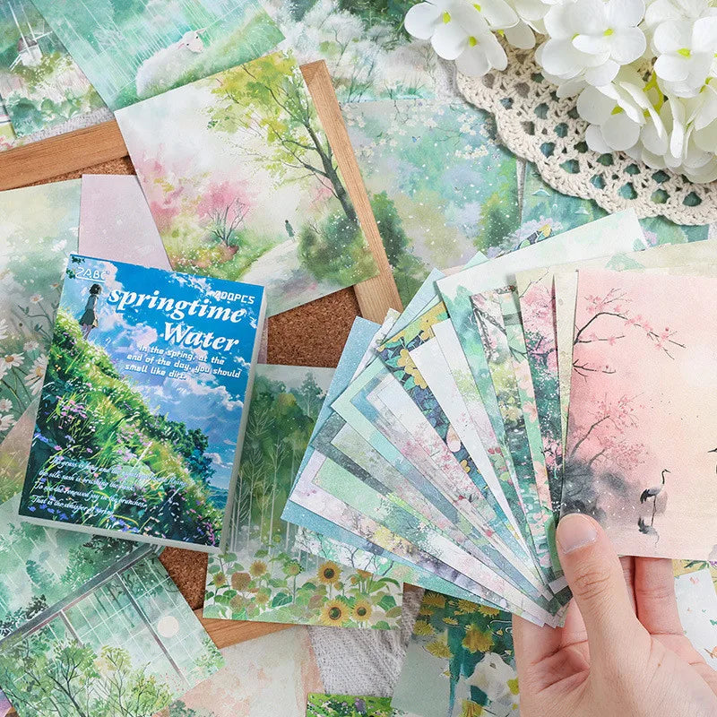 200-Sheet Scrapbook Paper Set with Scenic Landscape Designs for Crafting