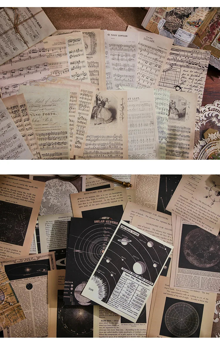 30-Piece Vintage Large Paper Set for Scrapbooking & DIY Projects