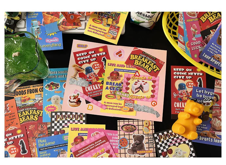 30-Piece Cute Retro Poster Paper Set for Scrapbooking & Journaling