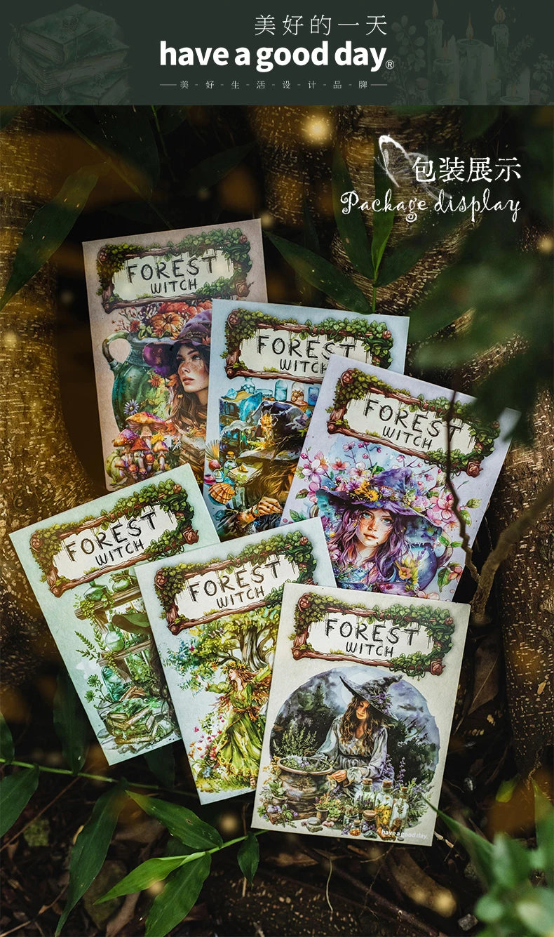 30-Piece Forest Witch Series PET Stickers for Scrapbooking & Journals