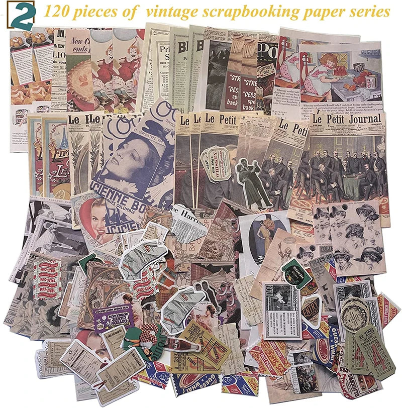 230-Piece Vintage Scrapbooking & Journaling Set for DIY Crafts